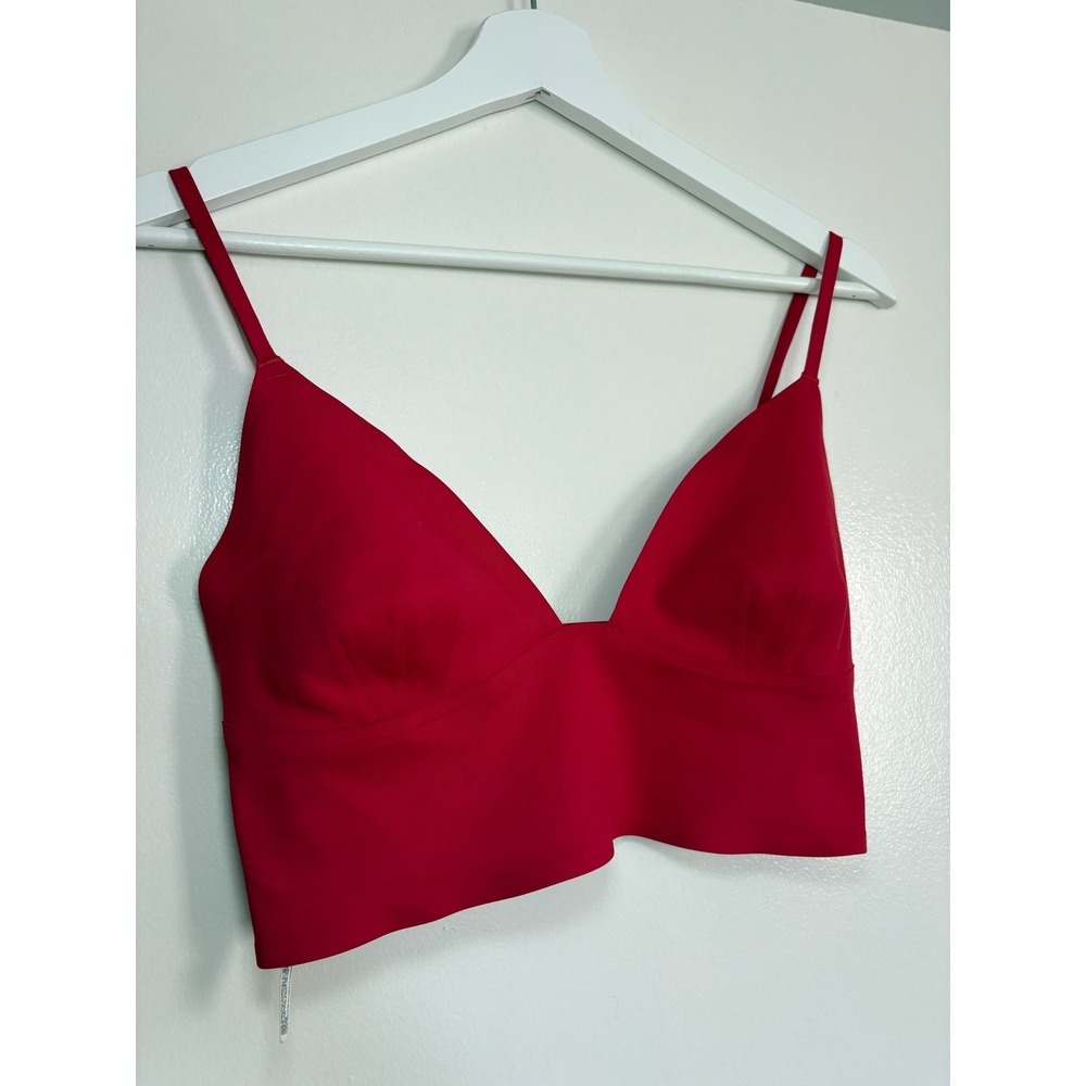Free People Sage Longline Bralette Small Cayenne Red Intimately V-Neck Crop Top - Picture 3 of 7